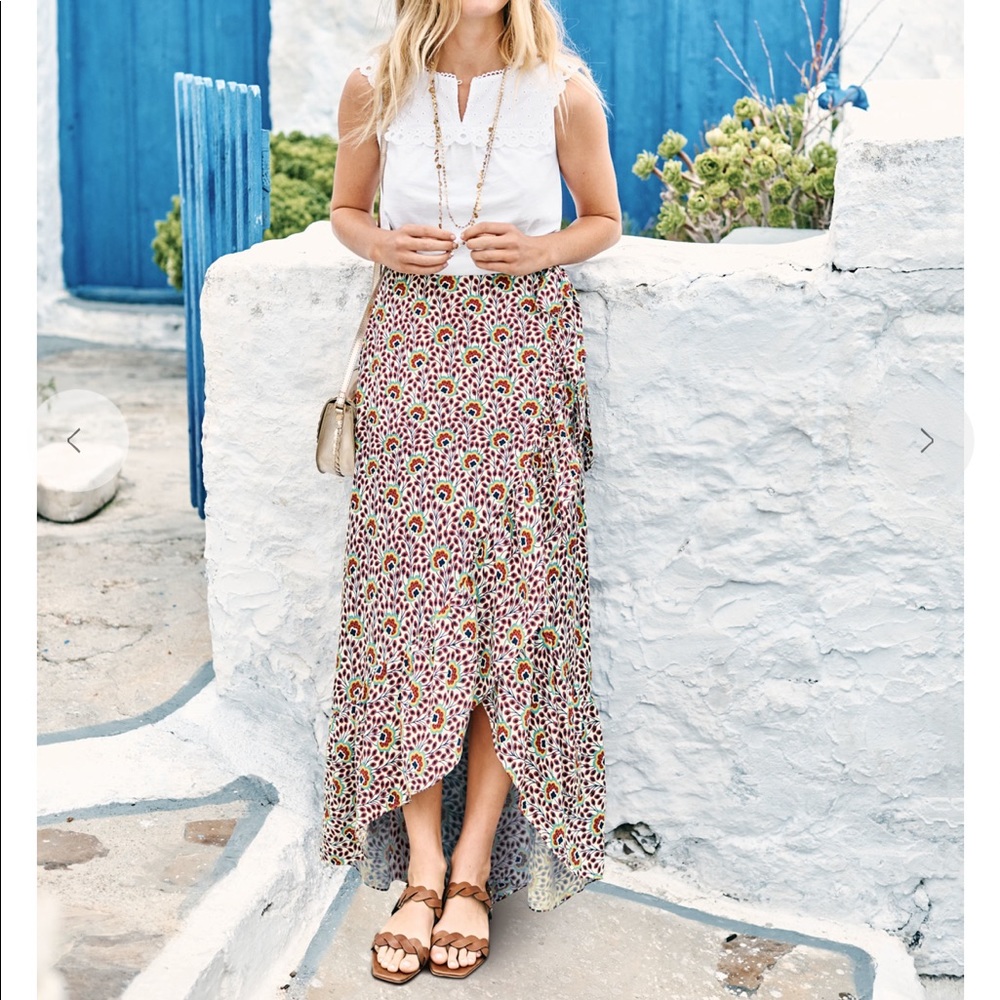 Boden Floral Maxi Skirt - Red and Green